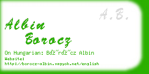 albin borocz business card